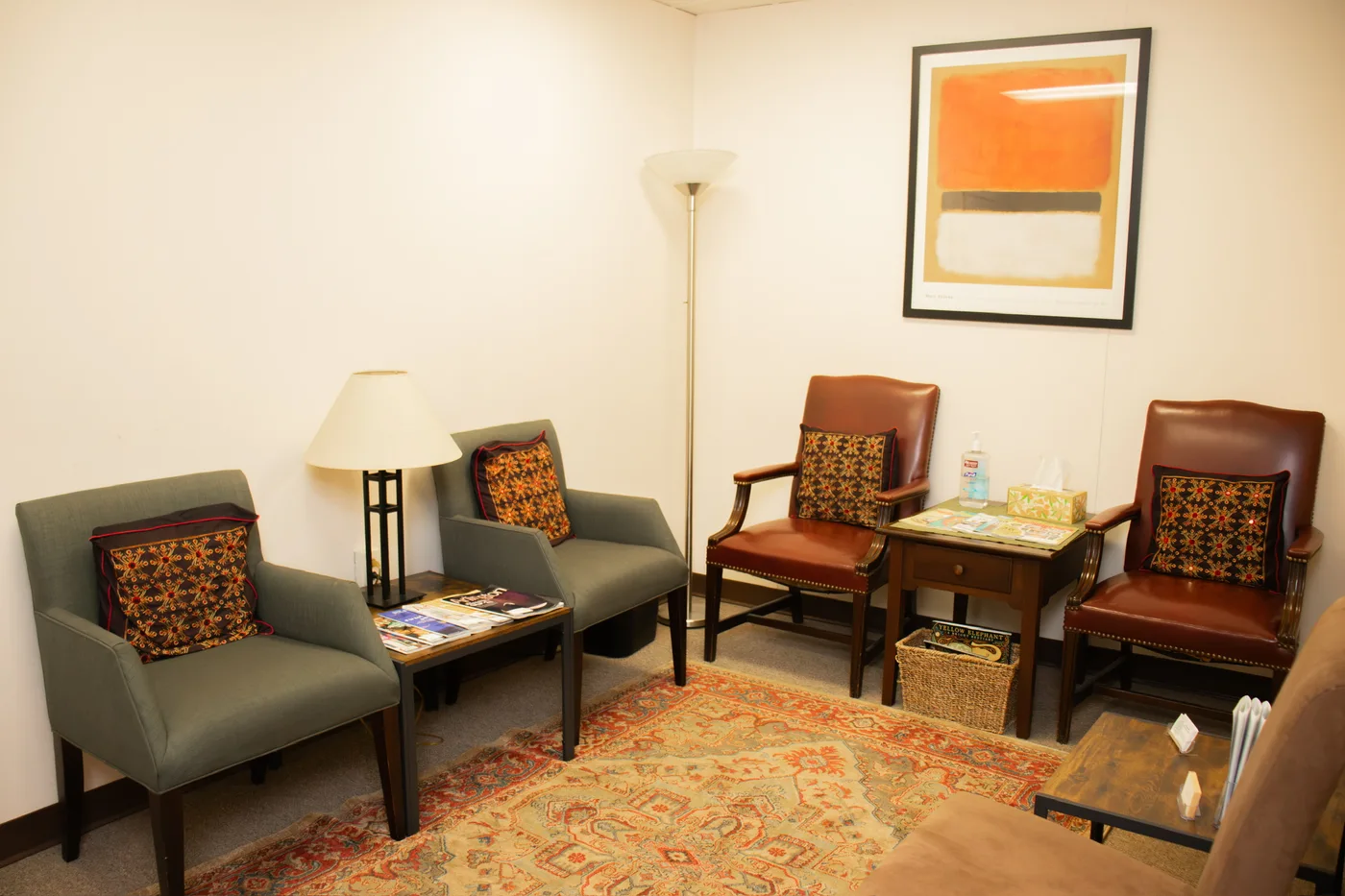 Waiting room at Stephen DiCarlo Therapy in Falls Church, Virginia.